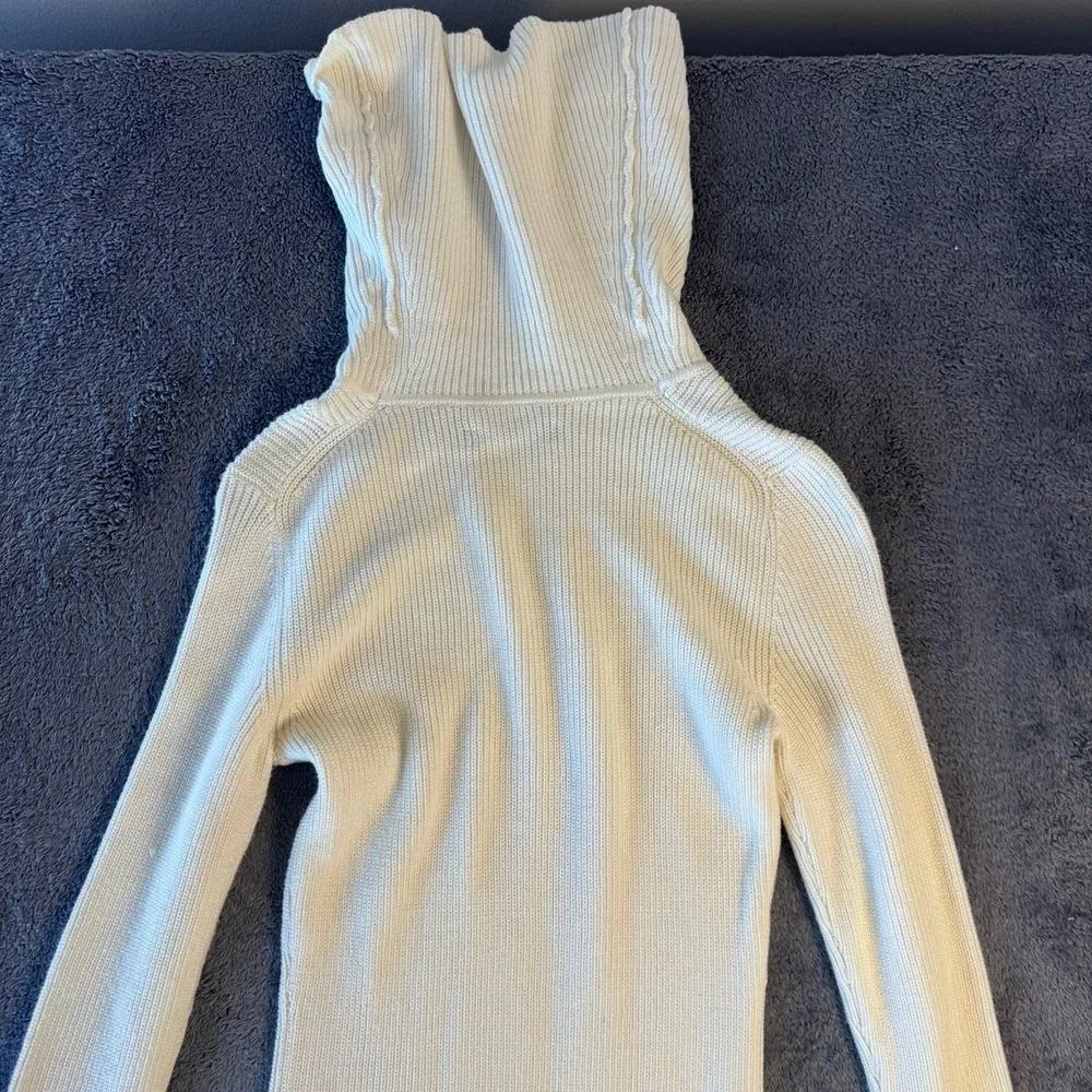 Lauren Ralph Lauren Dress XS Cream Off White Ribbed Turtleneck Sweater Knit Mini - Picture 6 of 6